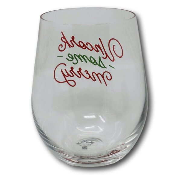 Hallmark Christmas Stemless Wine Glass VIP Event 2022 Uncork Some Merry Cup - Picture 3 of 4